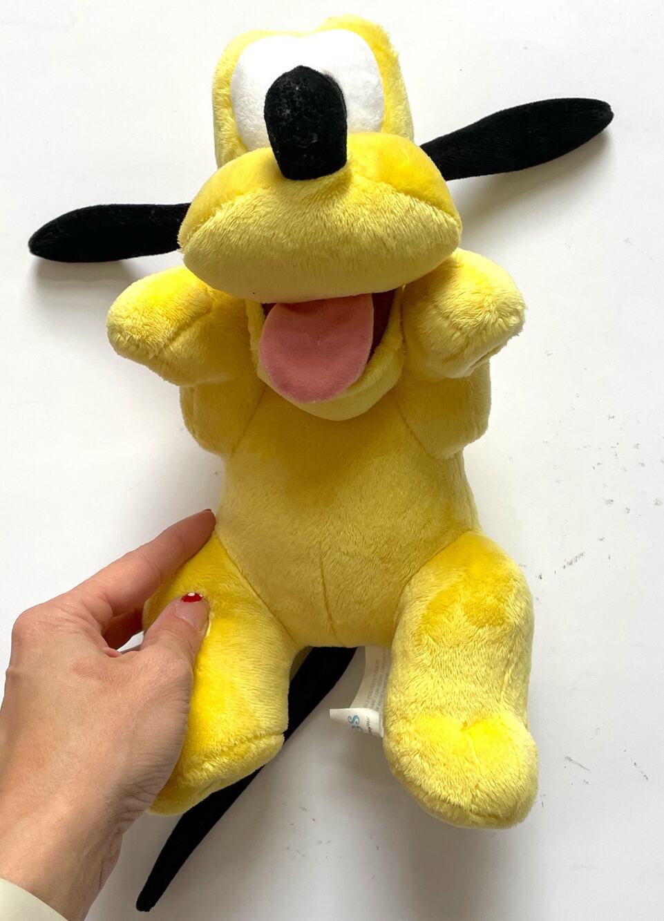 Disney Parks 14"  Pluto Plush Stuffed Animal Dog Yellow Green Collar